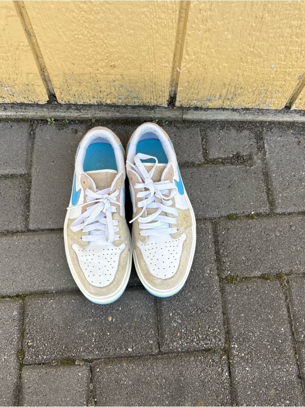 Women's White and Blue Athletic Shoes